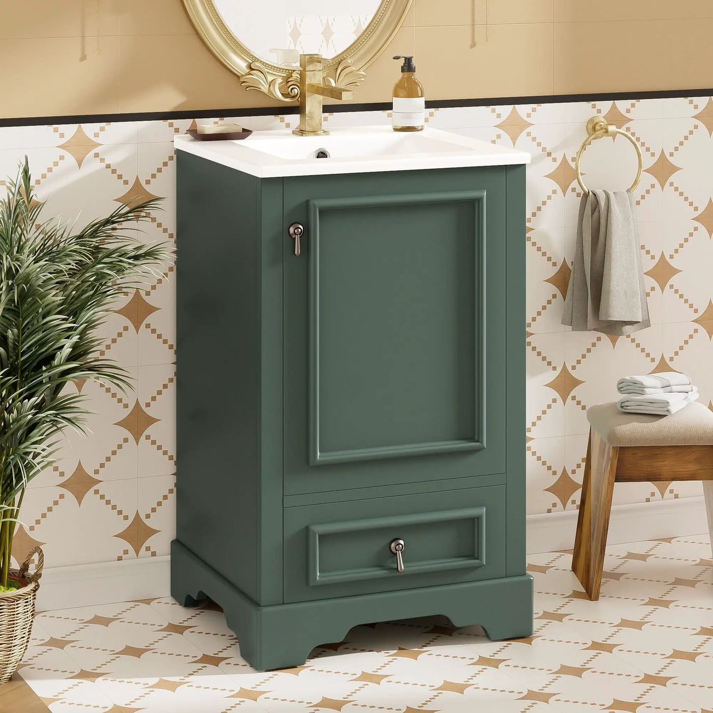 Bathroom Vanity With Sink, Soft Close Door, Adjustable U-Shaped Shelf by HouseOfZazla