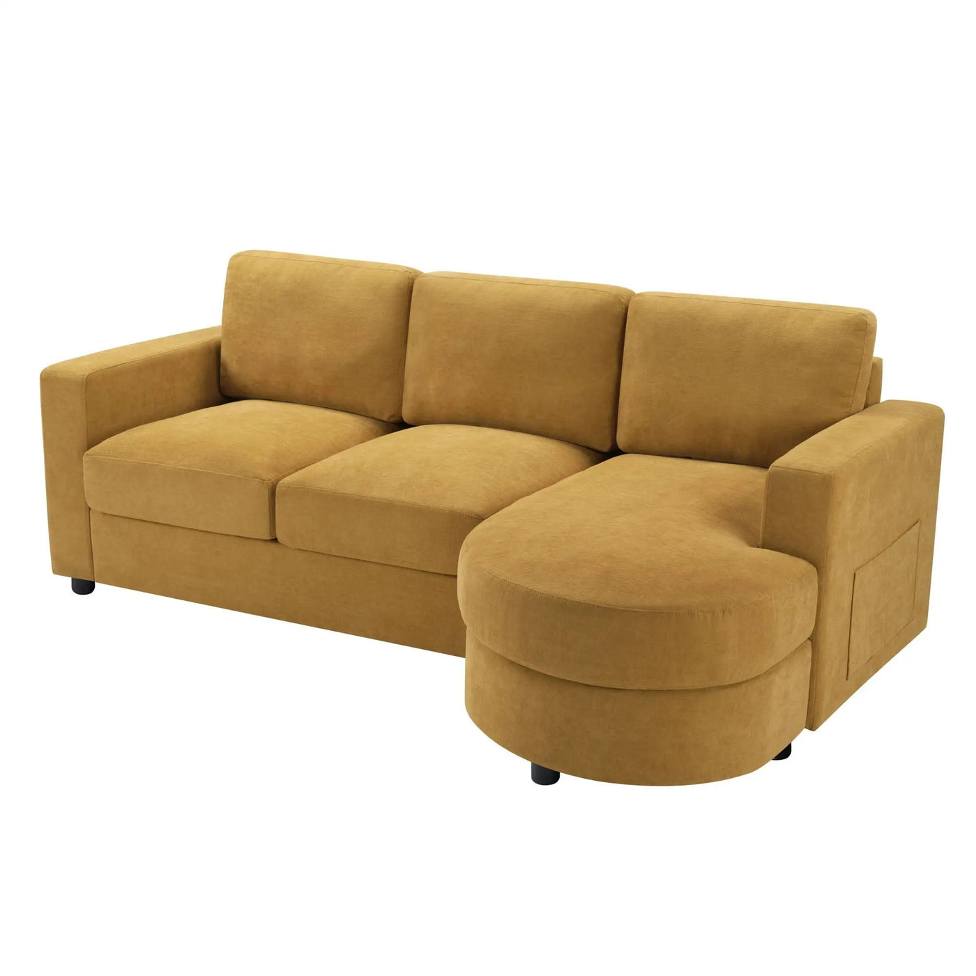 Modern L-Shaped Sectional Sofa With Curved Chaise, USB Ports, And Side Storage Pockets by HouseOfZazla