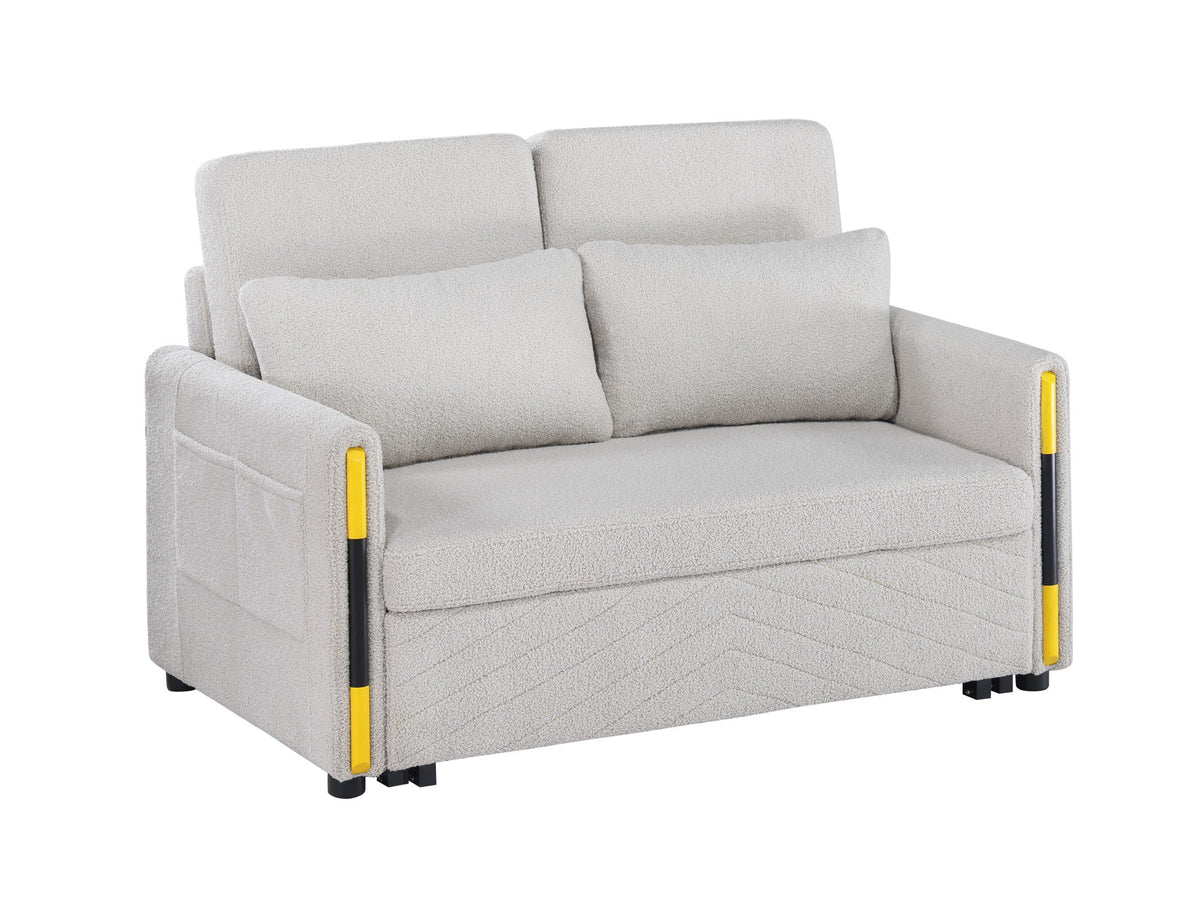 Beige Teddy Sleeper Loveseat with Dual-Pull Sleeper Design, photo 4 of 6