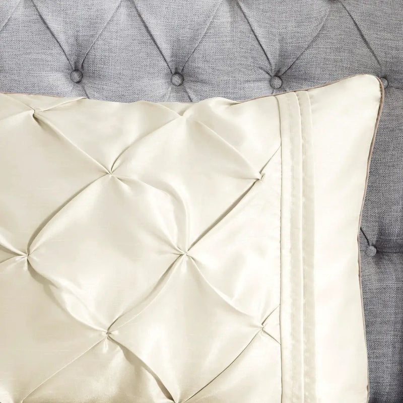 7 Piece Tufted Comforter Set Ivory Cal King by HouseOfZazla