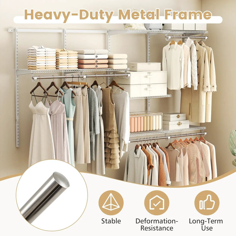 Closet System 4-8 FT Wall-Mounted Closet Shelves and Rod by DirectDeals