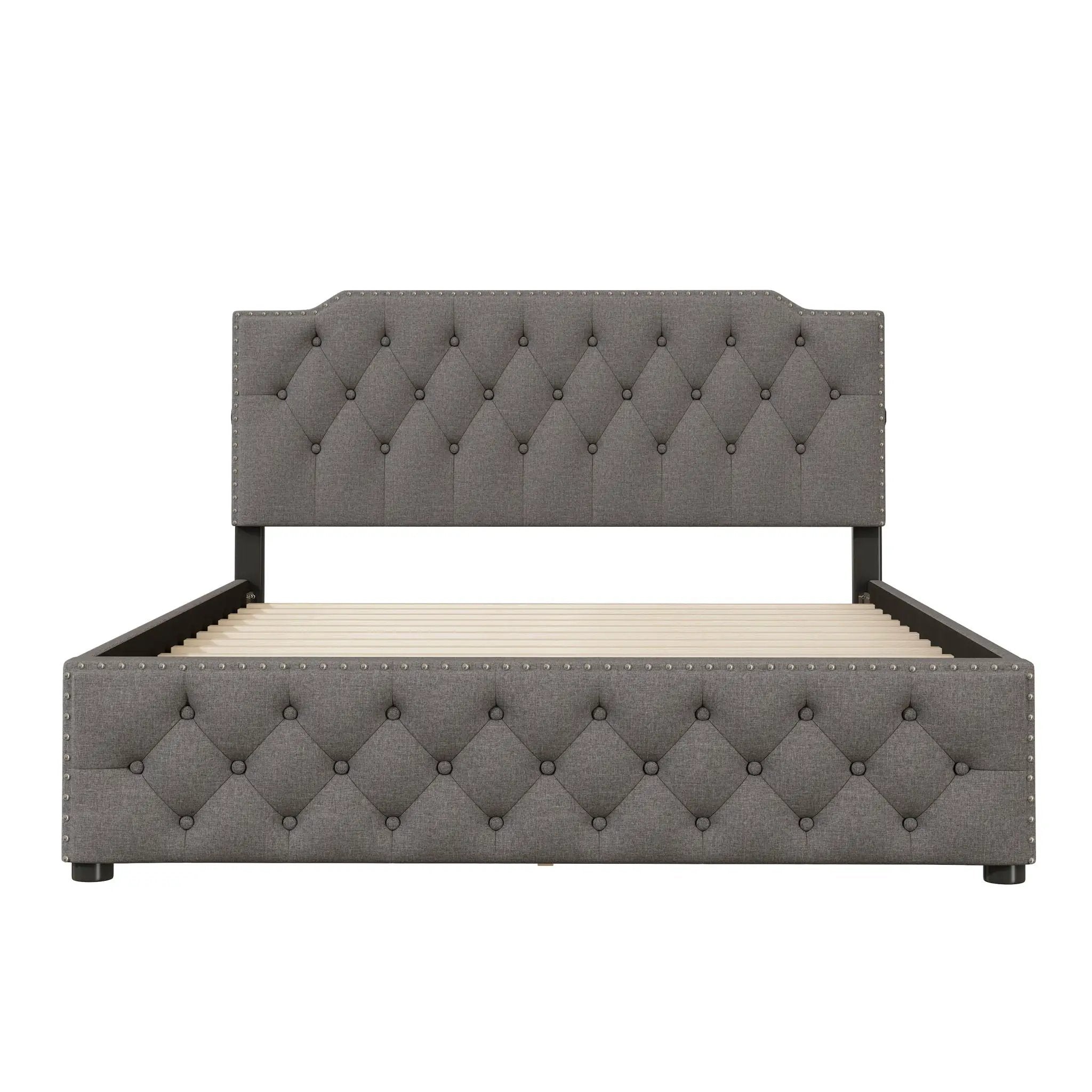 Upholstered Platform Bed With 2 Drawers And 2 Sets Of USB Ports On Each Side, Fabric by Unique Piece Furniture
