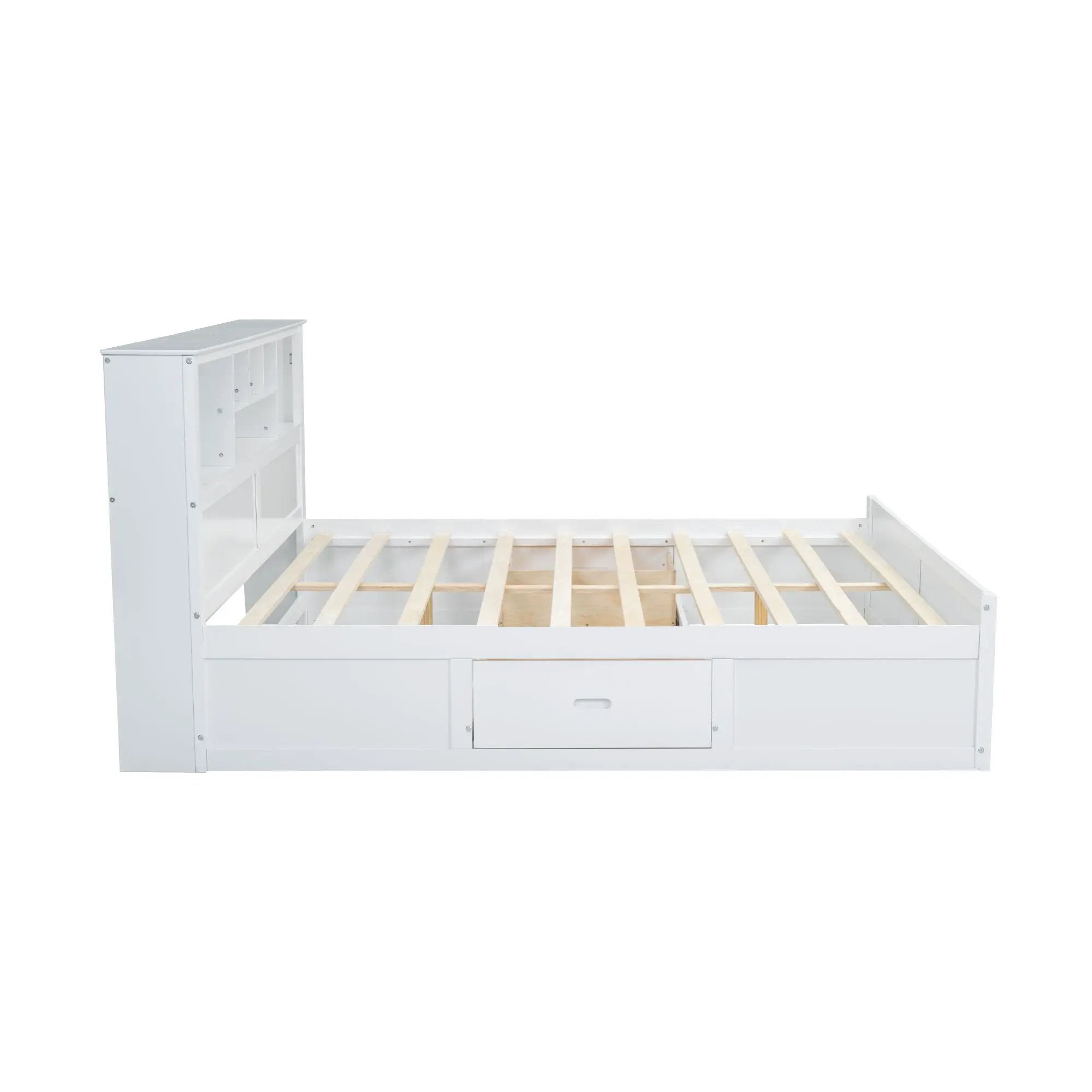 Platform Bed With Multi Storage Headboard, USB And Drawers