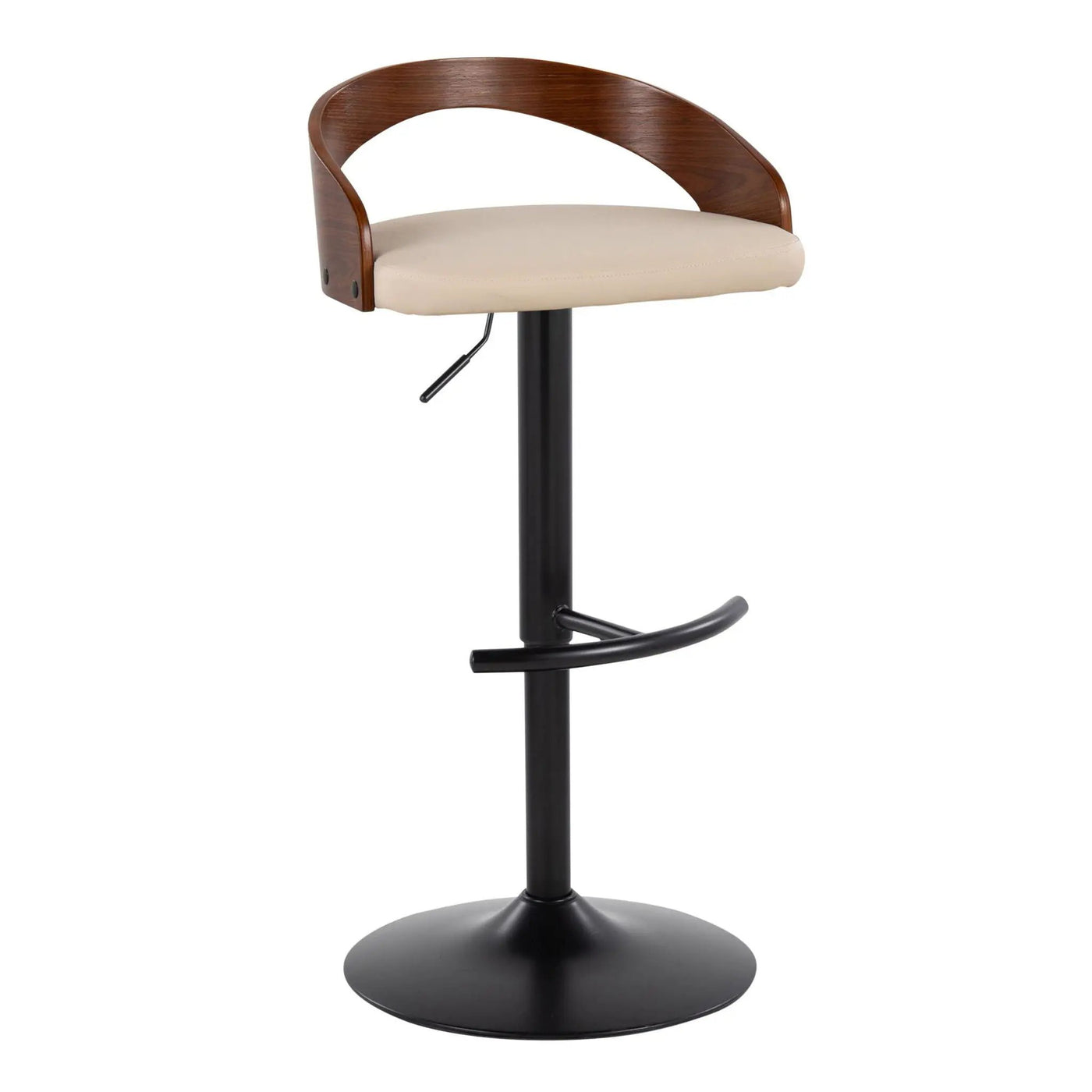 Grotto - Contemporary Adjustable Barstool With Swivel With Rounded T Footrest (Set of 2) by HouseOfZazla