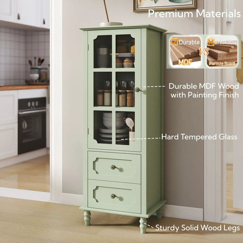 Minimalism Buffet Cabinet With Glass Doors And Double Drawer by HouseOfZazla