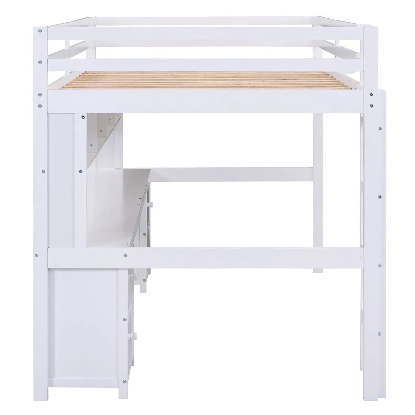 Loft Bed With Desk, Cabinets, Drawers, Charging Station And Bedside Tray by HouseOfZazla