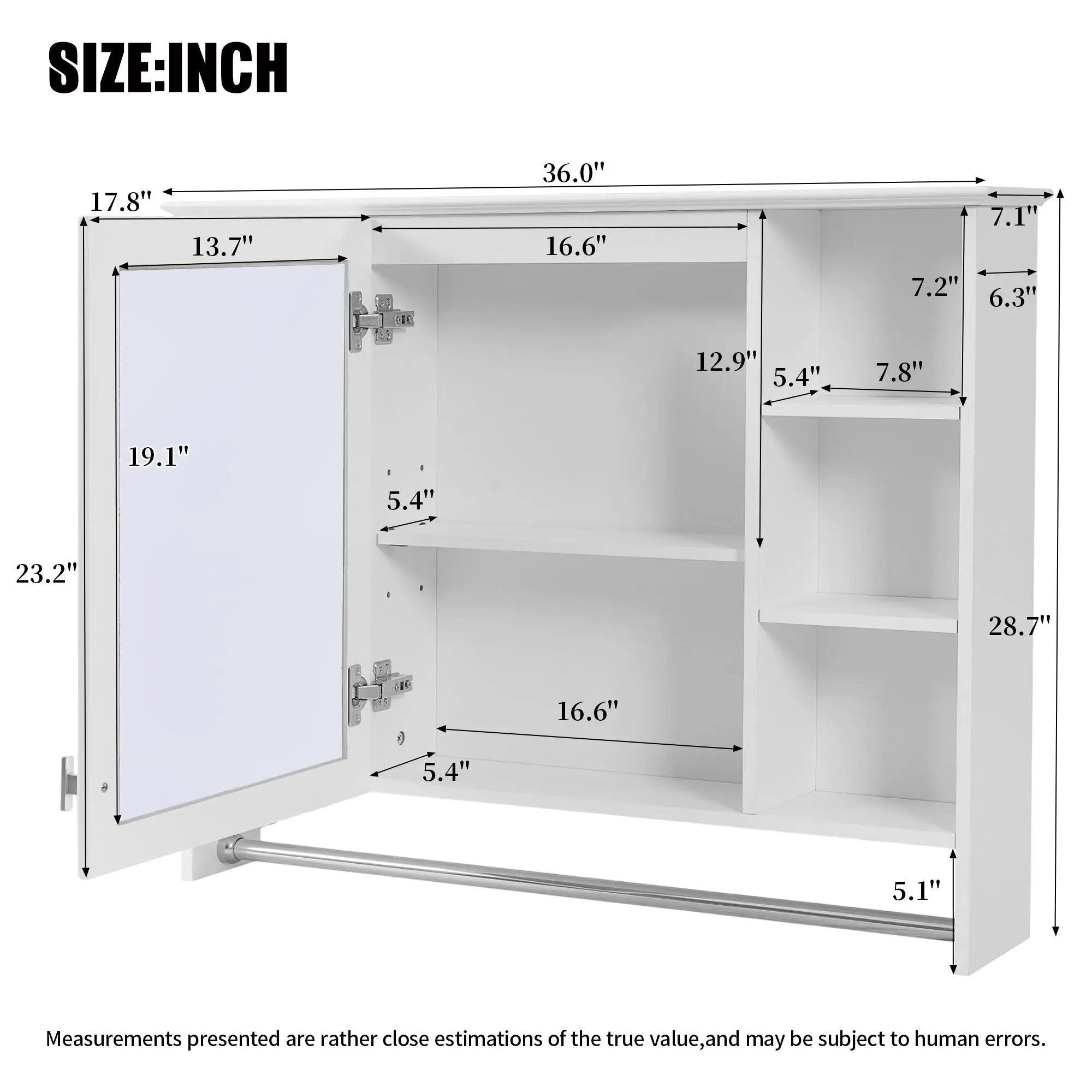 Modern Wall Mounted Mirror Cabinet With Adjustable Shelf, Soft Close Door, And Towel Bar by Unique Piece Furniture