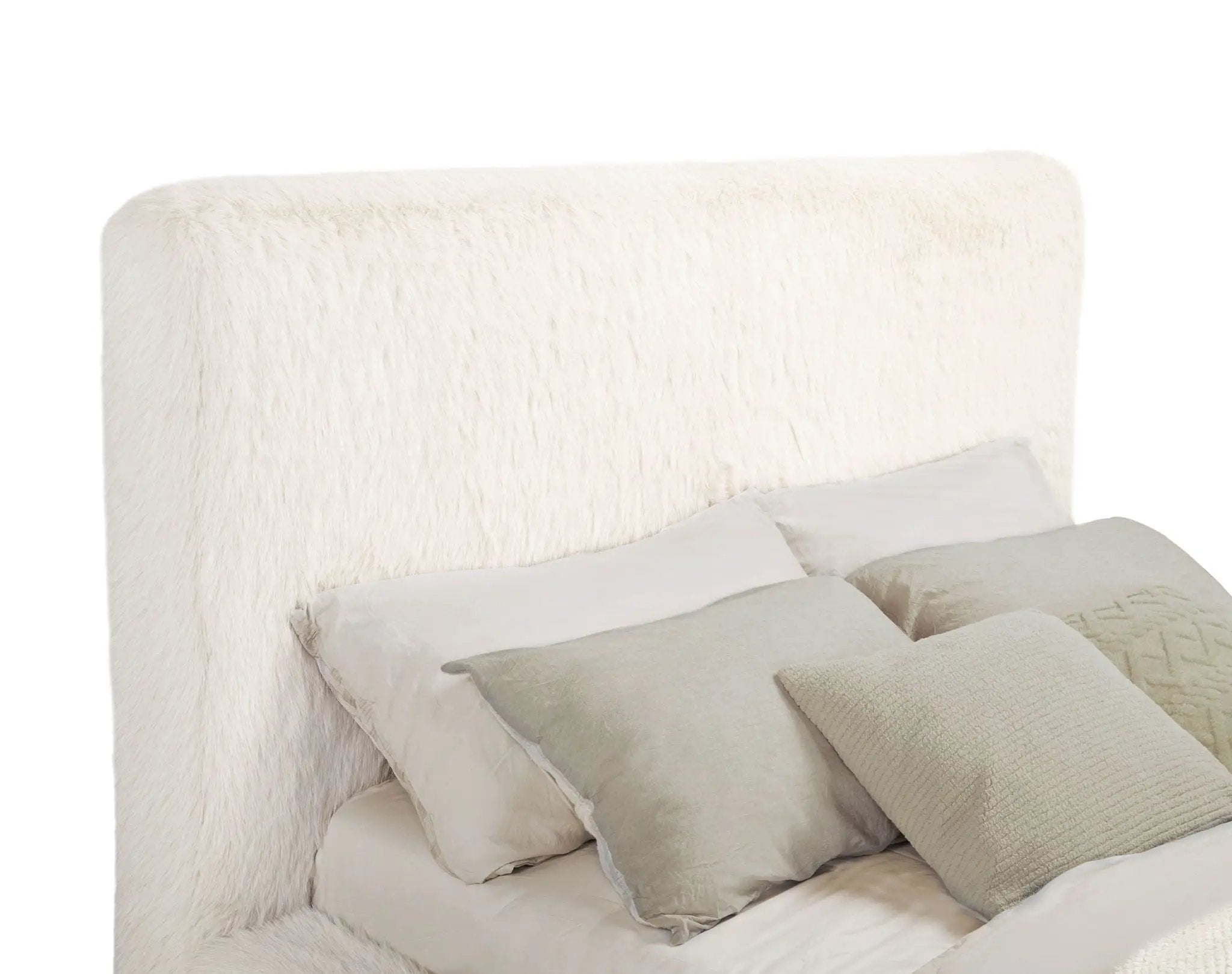 Rebecca Faux Fur Upholstered Eastern King Bed Cream by Unique Piece Furniture