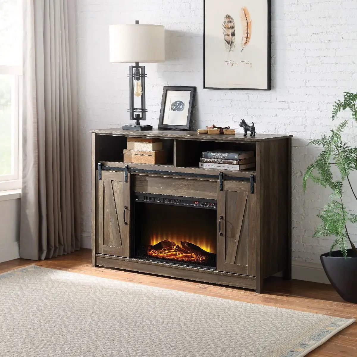 Tobias - 38" Fireplace - Rustic Oak by Unique Piece Furniture