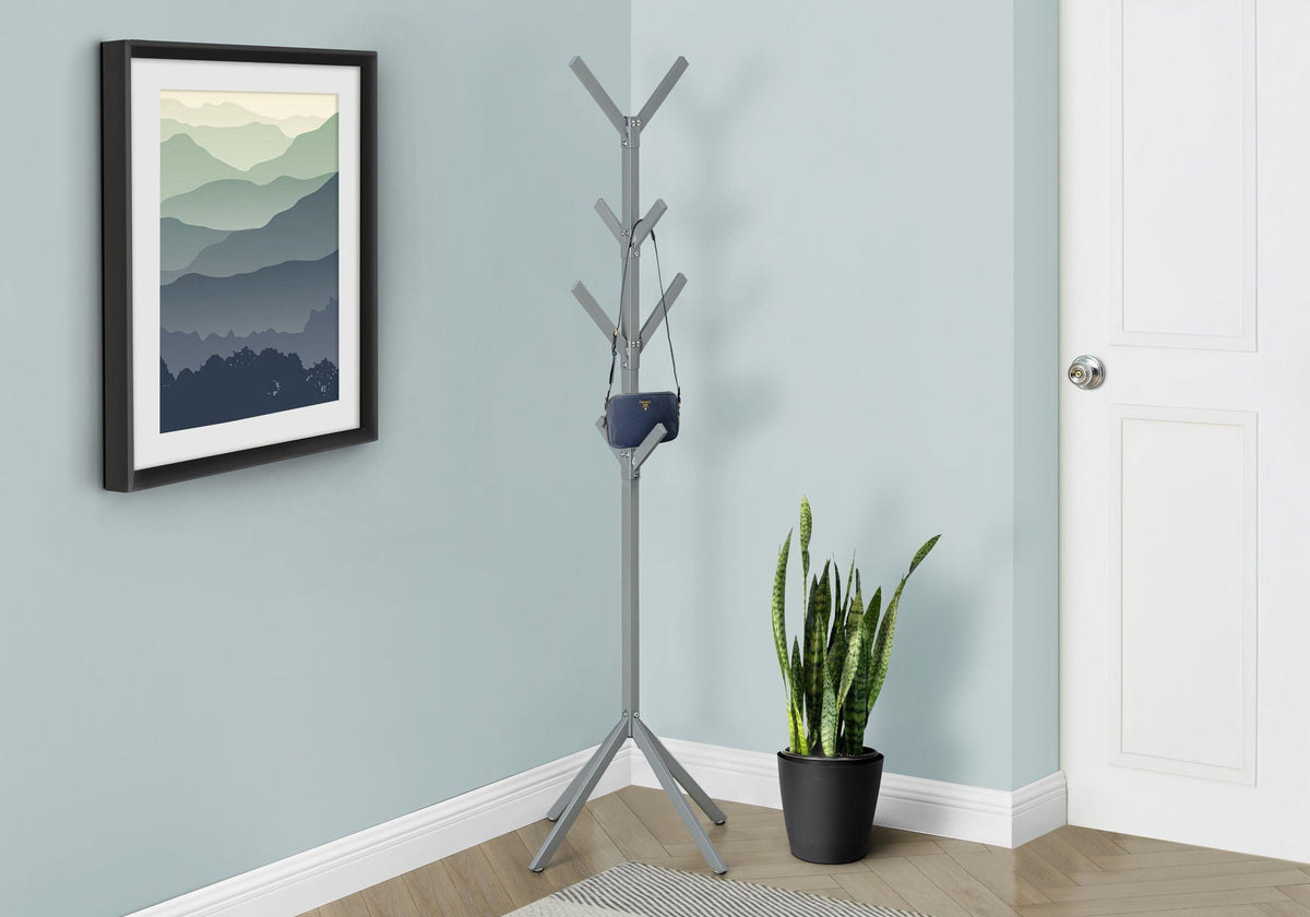 Freestanding Coat Rack with 8 Hooks - Black, Gray, or White, photo 2 of 12