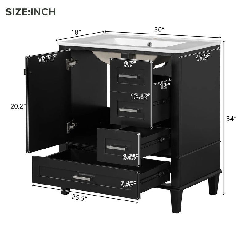 30" Bathroom Vanity with Sink Combo Set by HouseOfZazla