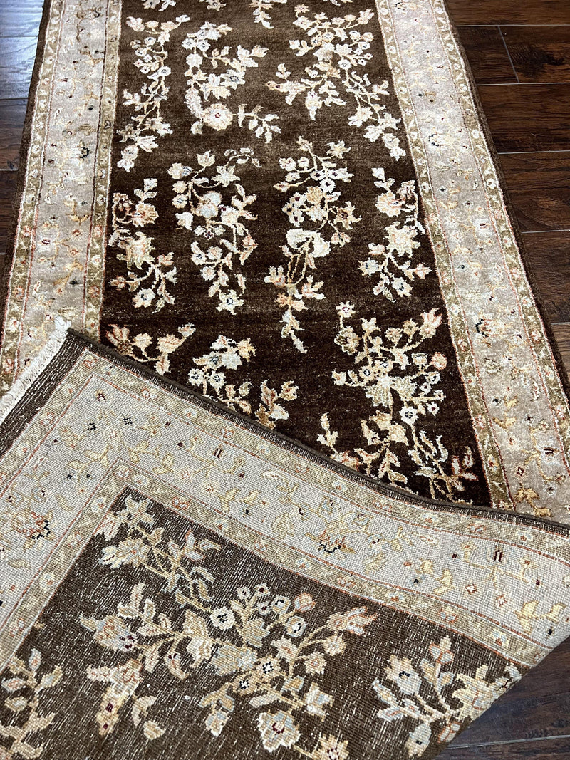 Peshawar Runner Rug 3 x 20, Wool Hand Knotted Vintage Pakistani Carpet, Brown & Taupe, Chobi Mahal Floral Rug, Extra Long Hallway Runner by Jewel Rugs