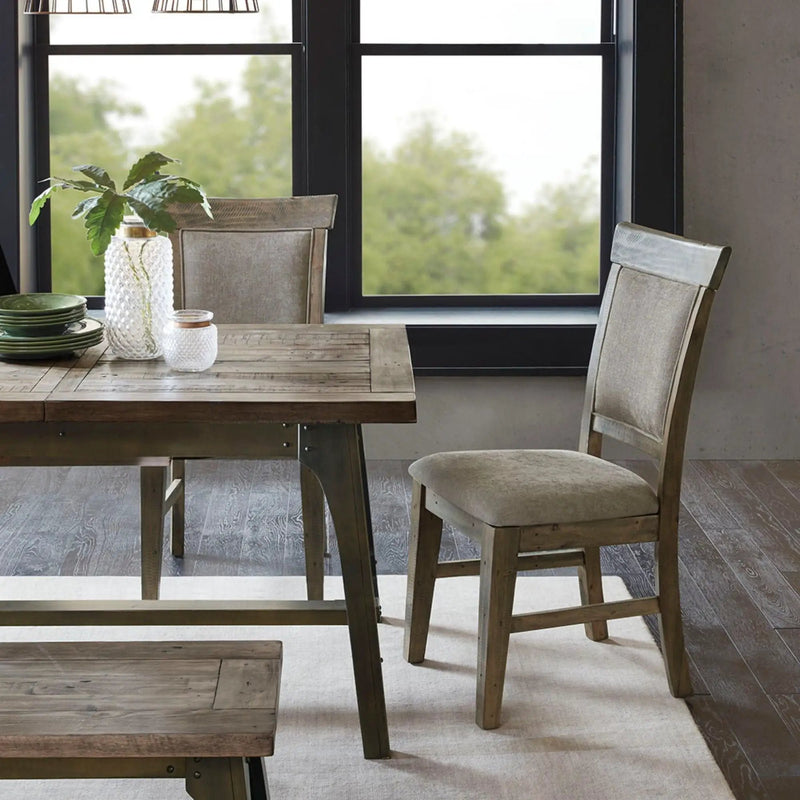 Dining Side Chair Set With Cushioned Back And Seat (Set of 2) - Weathered Gray / Natural by Unique Piece Furniture