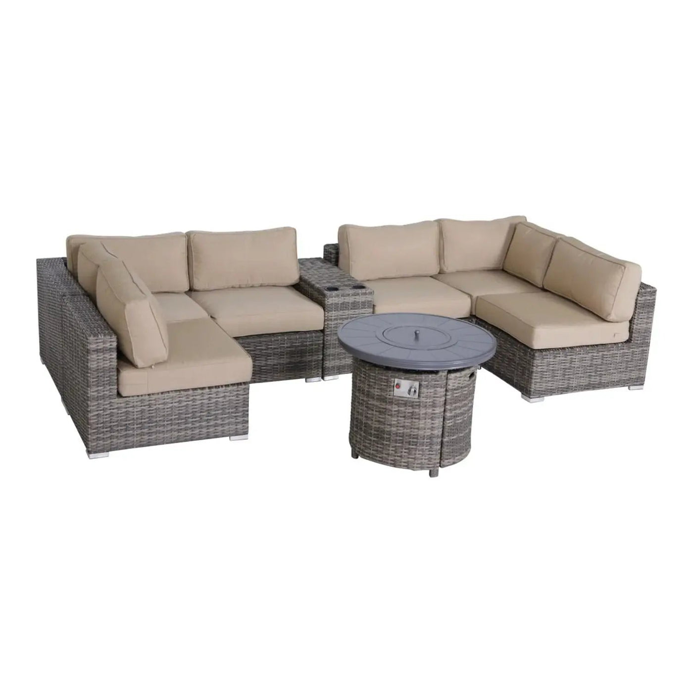 Wicker Outdoor Lounge Set With Cushions And Fire Pit by Unique Piece Furniture