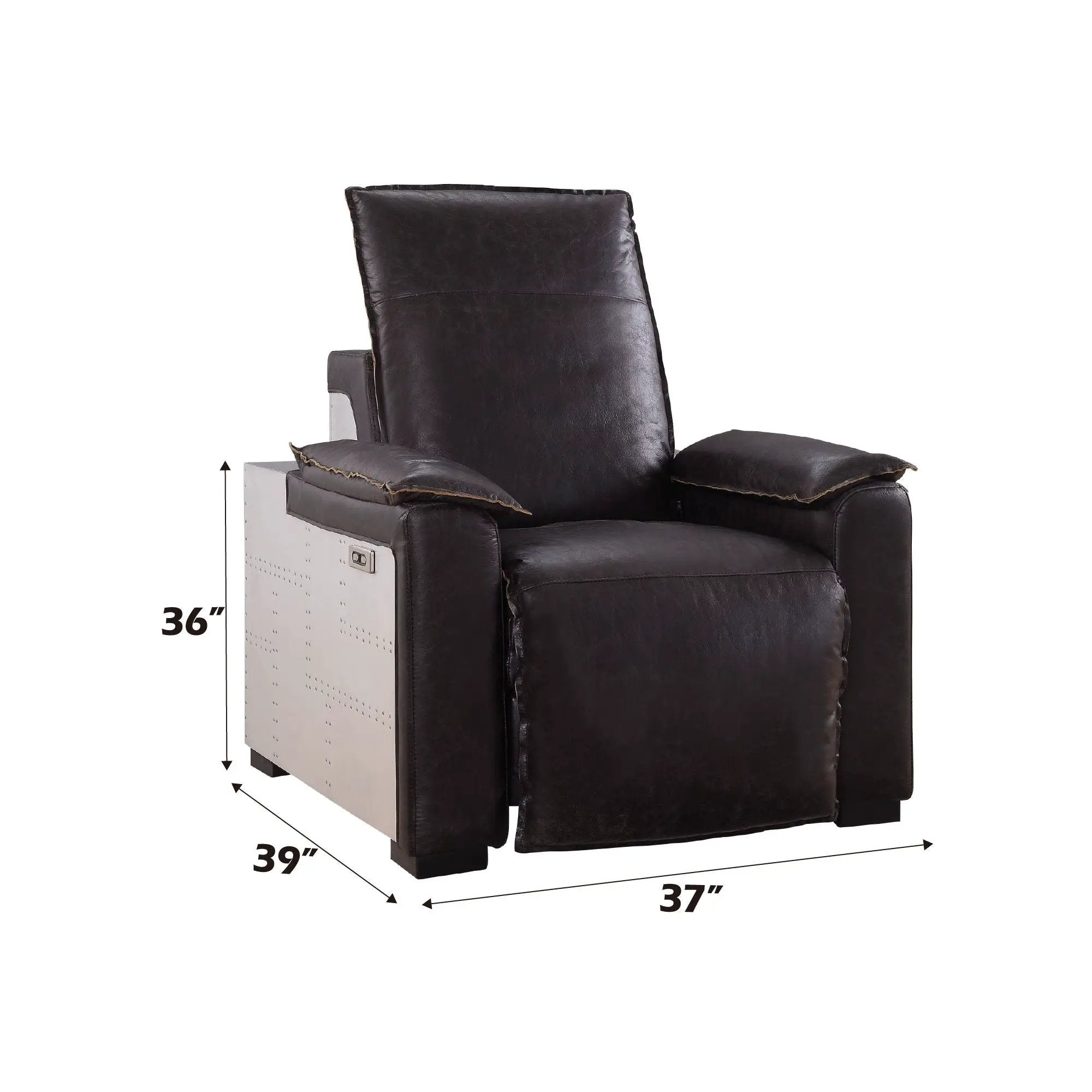 Misezon - Top Grain Leather Power Motion Recliner - Dark Brown by Unique Piece Furniture