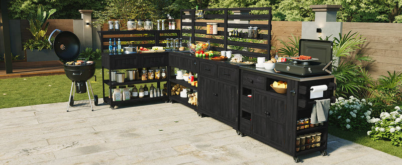TOPMAX 41.7'' Large Patio Rolling Kitchen Island with Sink by HouseOfZazla