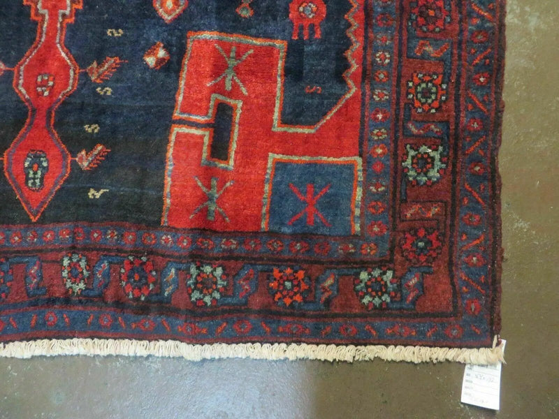 4' 6" X 8' 2" Antique Handmade India Tribal Geometric Wool Rug Red Blue # 129 by Jewel Rugs