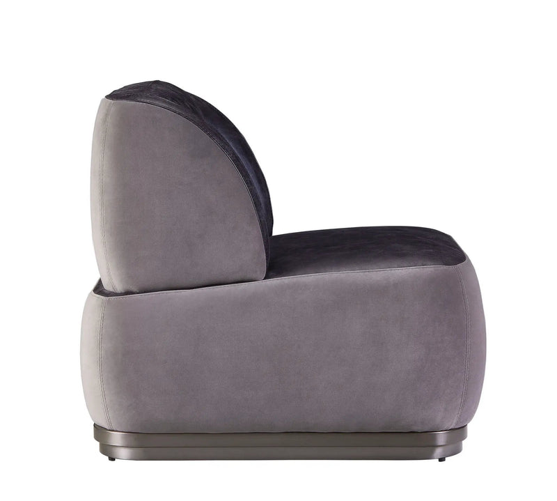 Decapree - Accent Chair - Antique Slate Top Grain Leather & Gray Velvet by Unique Piece Furniture