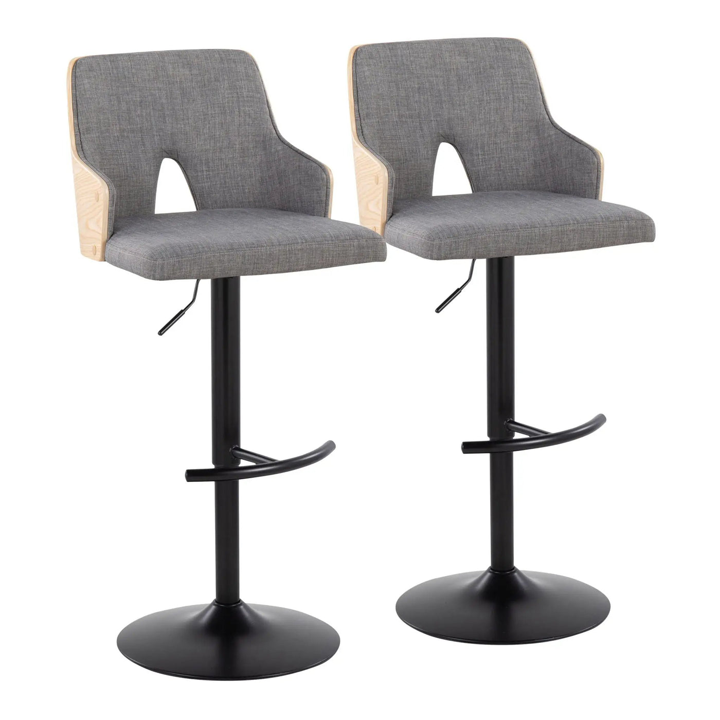 Stella - Contemporary Adjustable Barstool Stool With Swivel And Rounded T Footrest (Set of 2) by HouseOfZazla