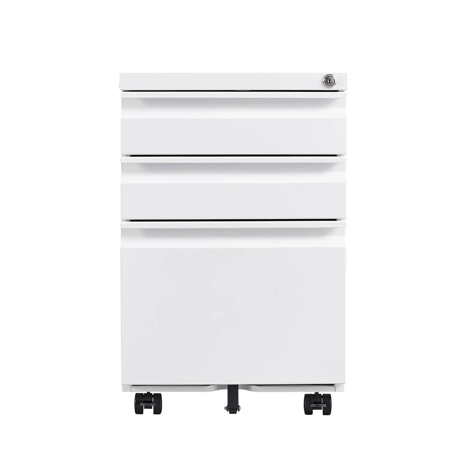 Contemporary 3 Drawer Mobile Filing Cabinet With Lock, Metal Office Storage For Legal / Letter Size by Unique Piece Furniture