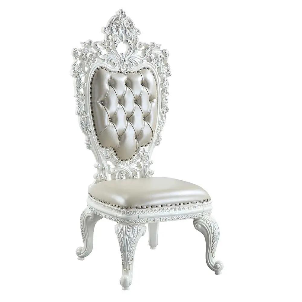 Vanaheim - Side Chair (Set of 2) - Beige Synthetic Leather & Antique White by Unique Piece Furniture