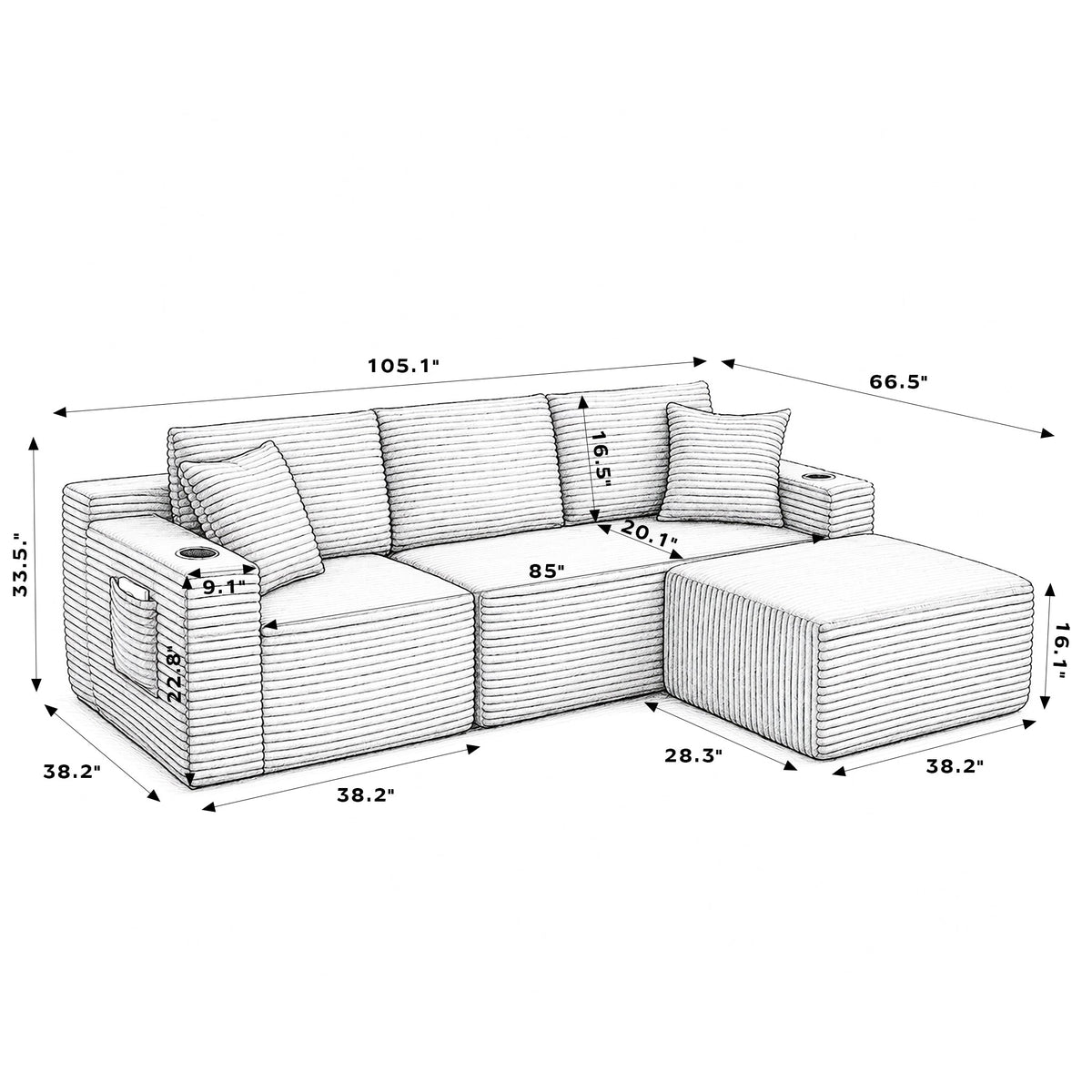 L-Shaped Sectional Sofa with Ottoman, photo 9 of 9