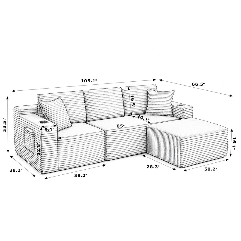 L-Shaped Sectional Sofa with Ottoman, photo 9 of 9