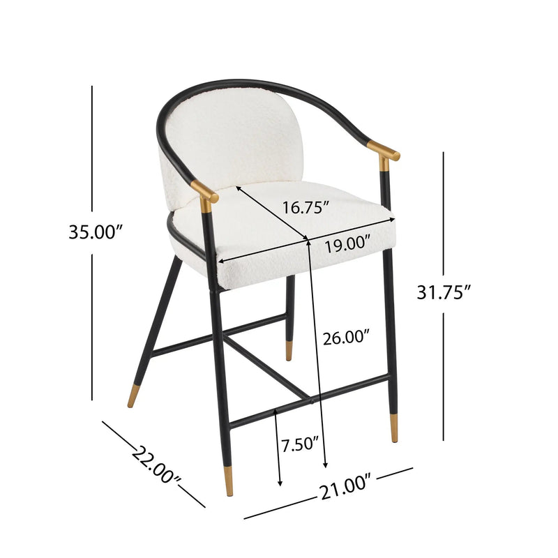 26" H Upholstered Counter Stool with Metal Frame (Set of 2) - Beige by HouseOfZazla