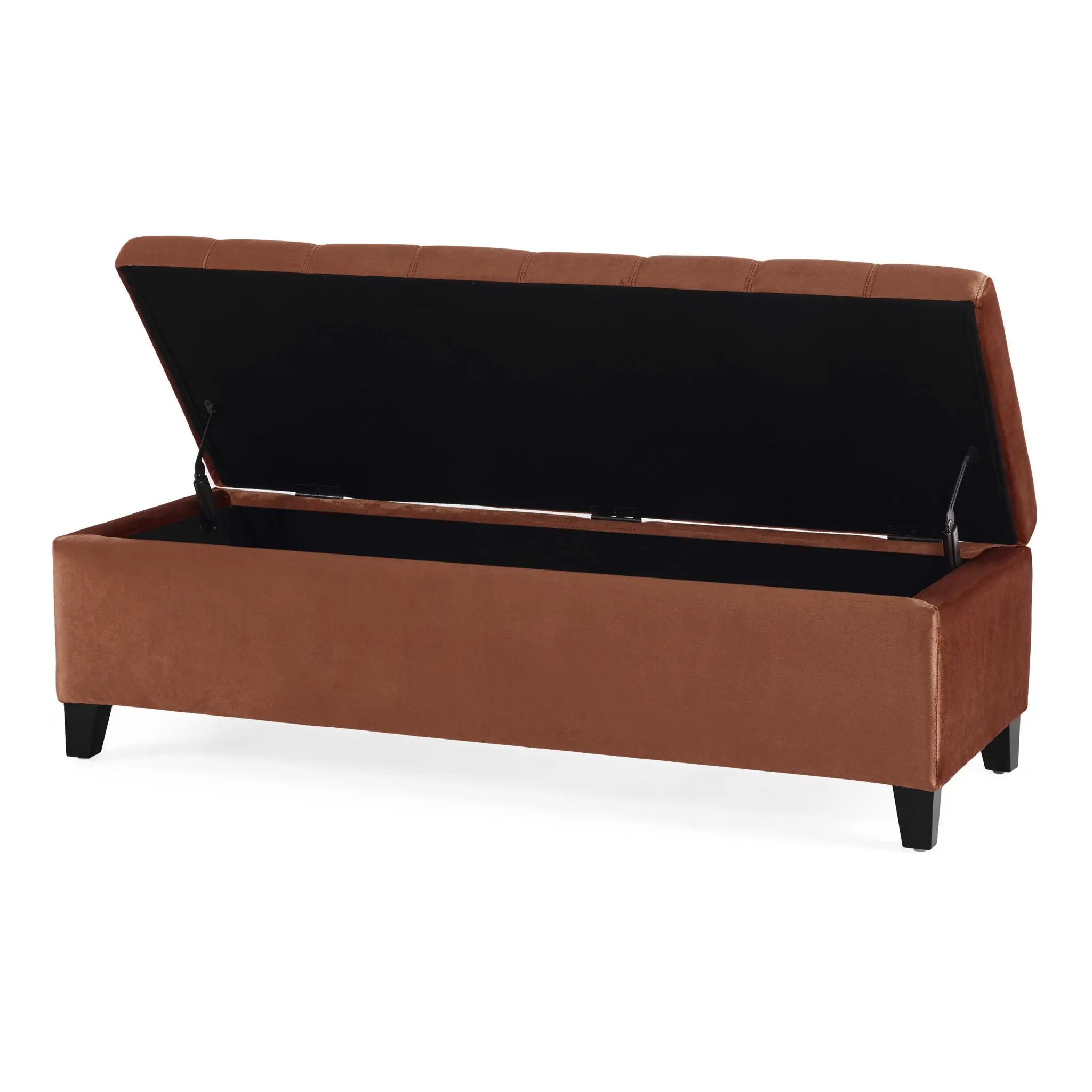 Wendover Elegant Tufted Storage Bench With Lift-Up Top And Birch Wood Legs by HouseOfZazla