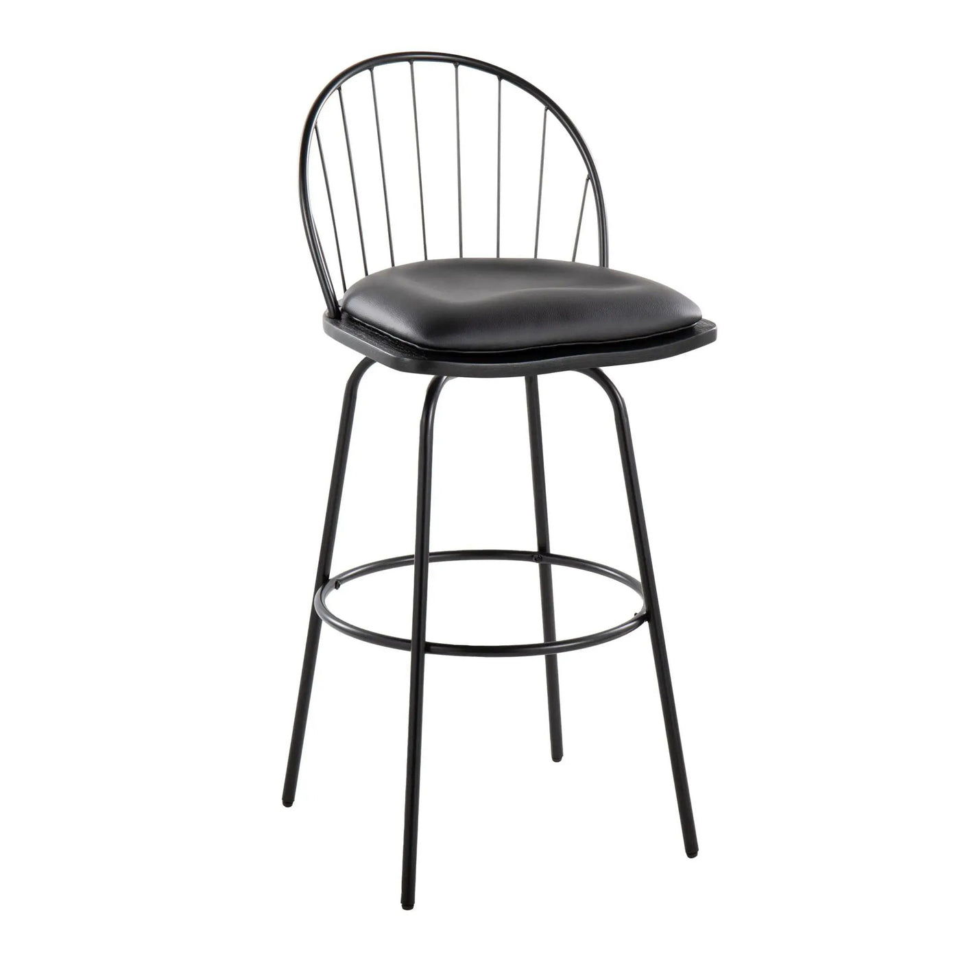 Riley - Claire Farmhouse Fixed Height Barstool With Swivel With Round Footrest (Set of 2) by HouseOfZazla