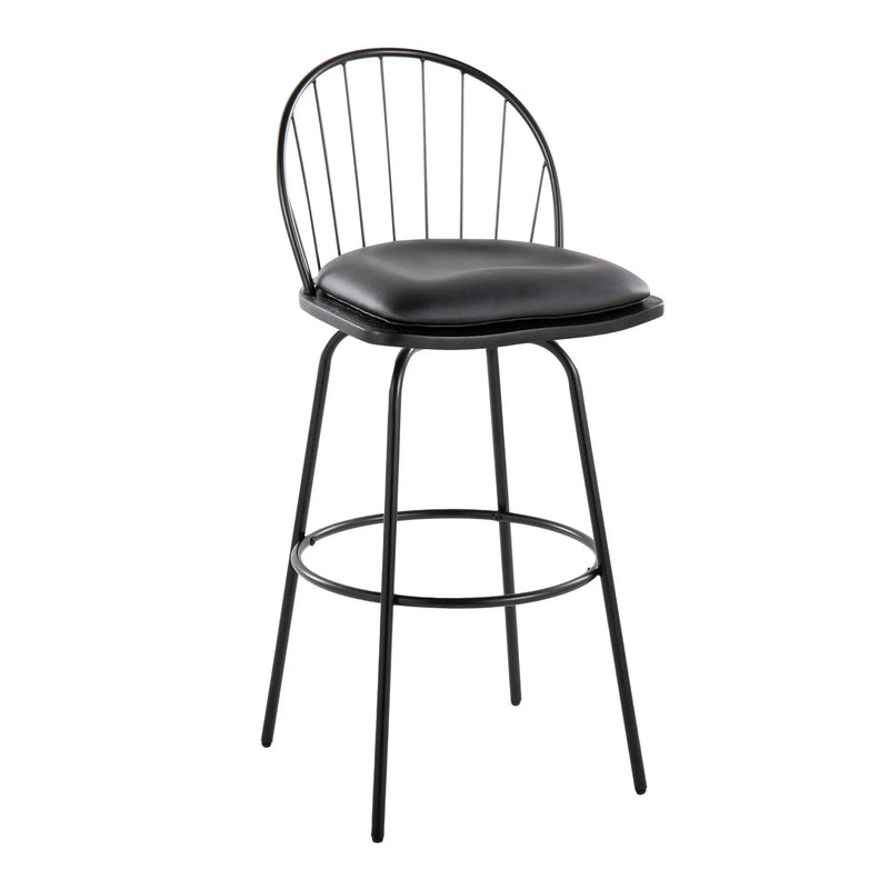 Riley - Claire Farmhouse Fixed Height Barstool With Swivel With Round Footrest (Set of 2) by HouseOfZazla