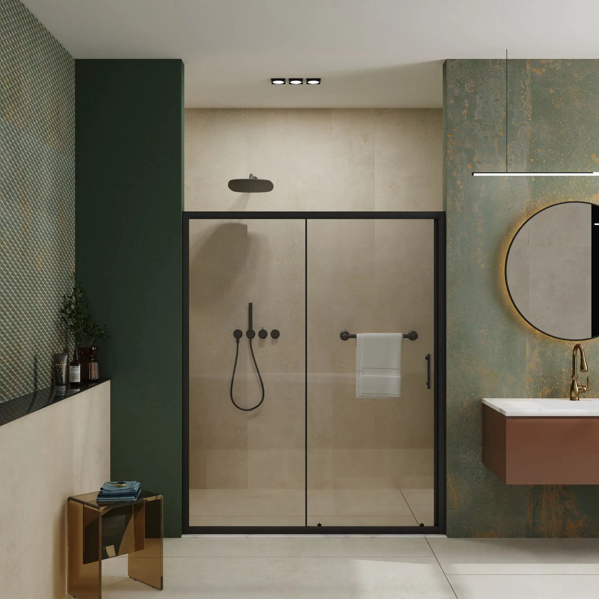 Single Sliding Shower Door, Thick Clear Tempered Glass Shower Door With Stainless Steel Handle by HouseOfZazla