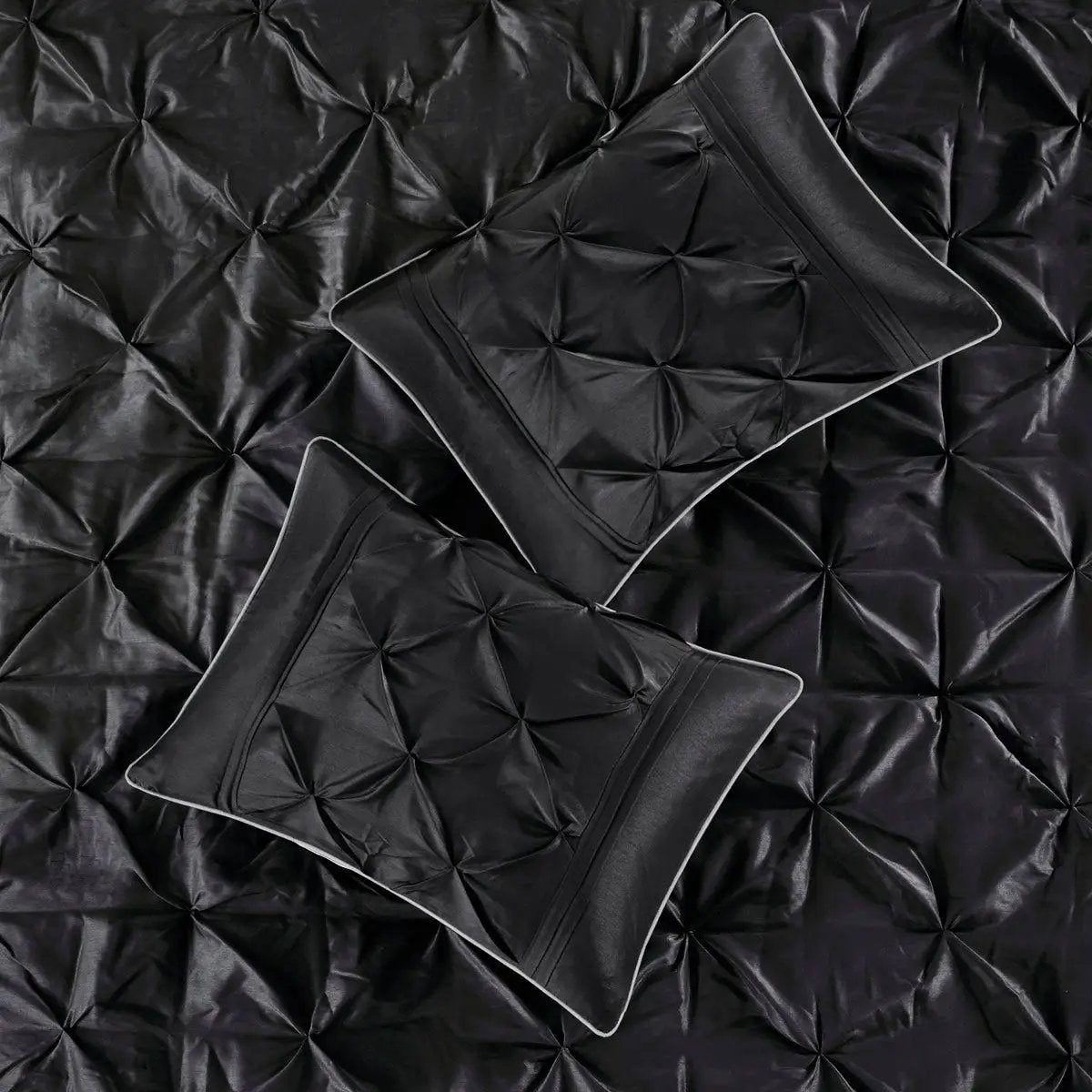 7 Piece Tufted Comforter Set Black Queen by HouseOfZazla