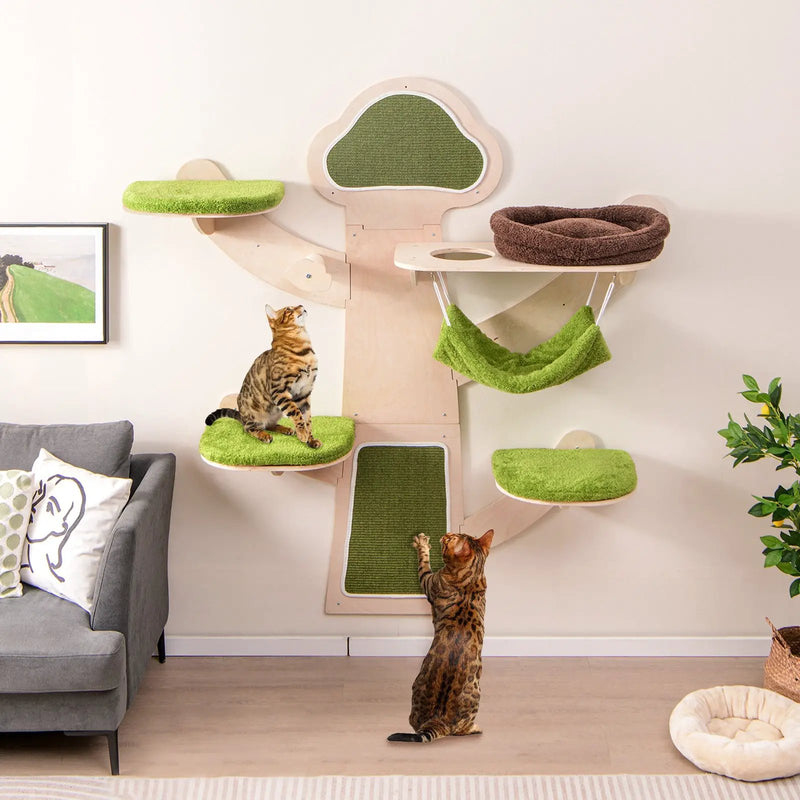 Wall-Mounted Cat Tower Cat Wall Shelves Furniture with Bed-Green by DirectDeals