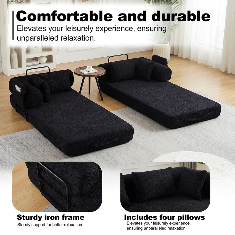 Convertible Sleeper Sofa Bed With Cylindrical Pillow by HouseOfZazla