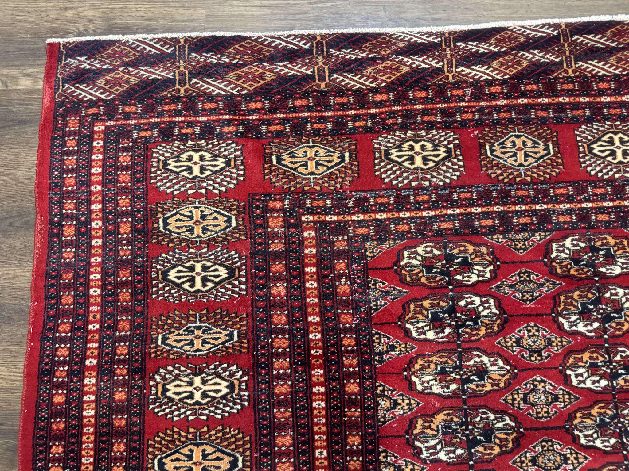 Bokhara Rug 9x12, Red Turkoman Rug, Pakistani Rug, Tribal Carpet, Wool Rug, Red Rug by Jewel Rugs