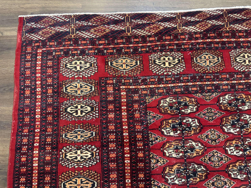 Bokhara Rug 9x12, Red Turkoman Rug, Pakistani Rug, Tribal Carpet, Wool Rug, Red Rug by Jewel Rugs