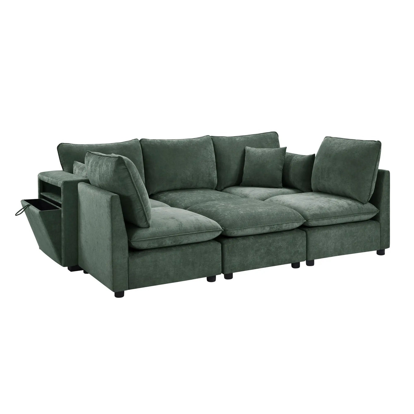 Modern Sectional Sofa U-Shaped With Movable Ottoman Storage Armrests And USB Ports by Unique Piece Furniture