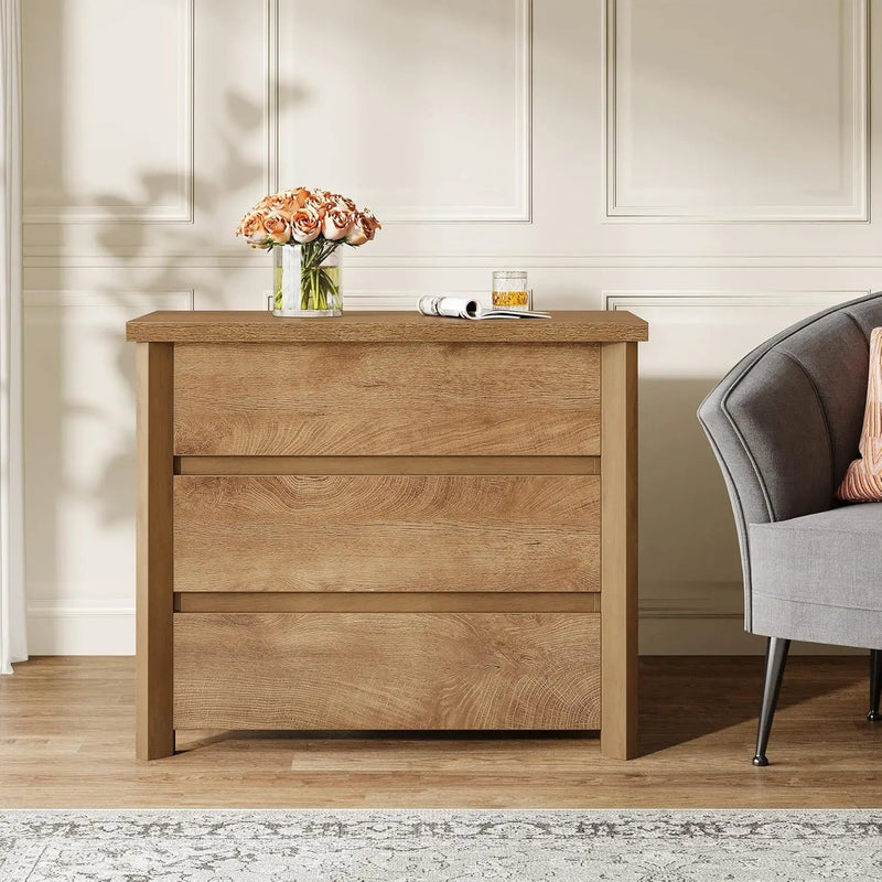 Nightstand With 3 Drawers, Bedside Table, Compact Storage - Brown by HouseOfZazla