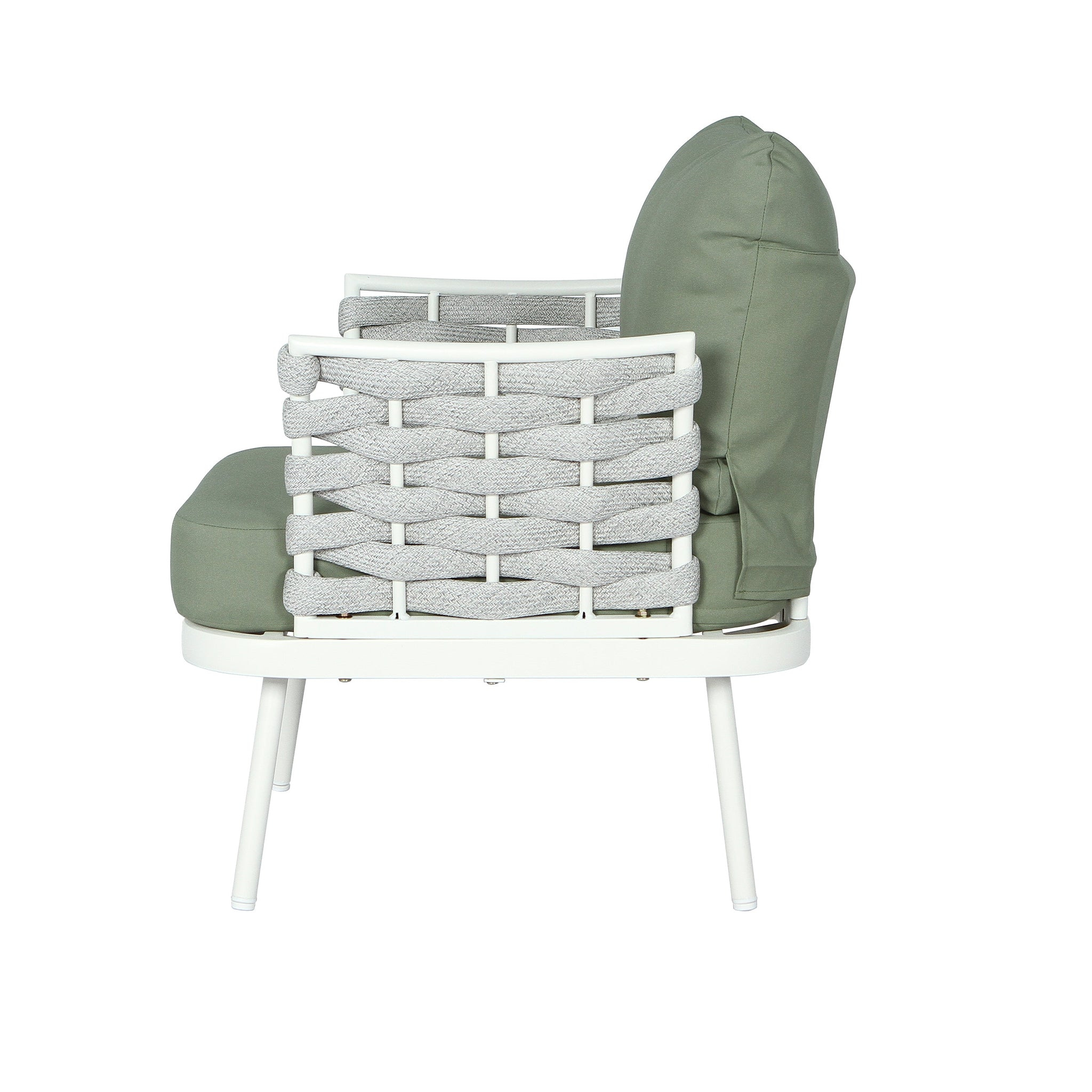 Mariano Steel 4-Pieces Conversation Set, Off White+Green by HouseOfZazla