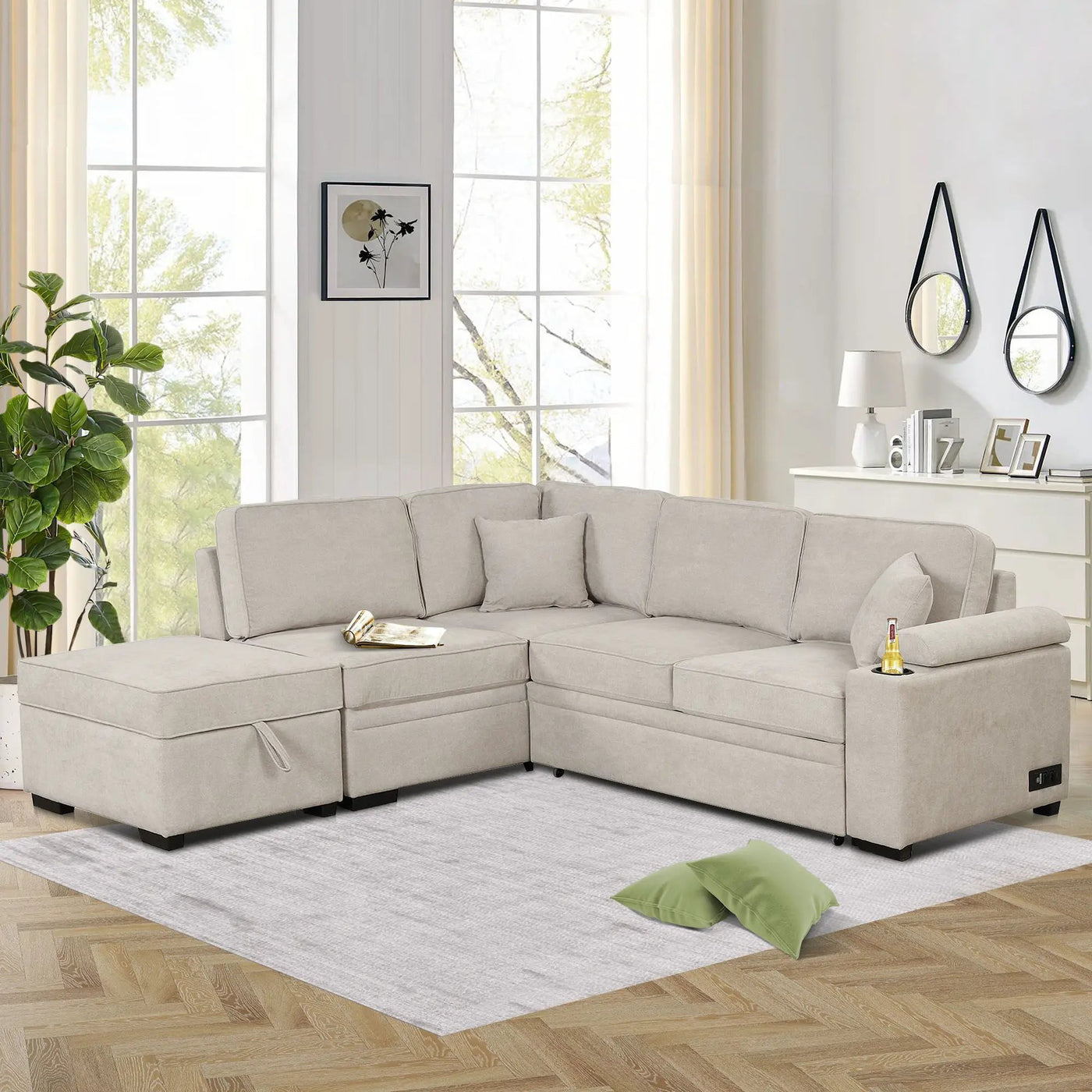 Sleeper Sofa Bed, 2 In 1 Pull Out Sofa Bed L Shape Couch With Storage Ottoman For Living Room, Bedroom Couch And Small Apartment by HouseOfZazla