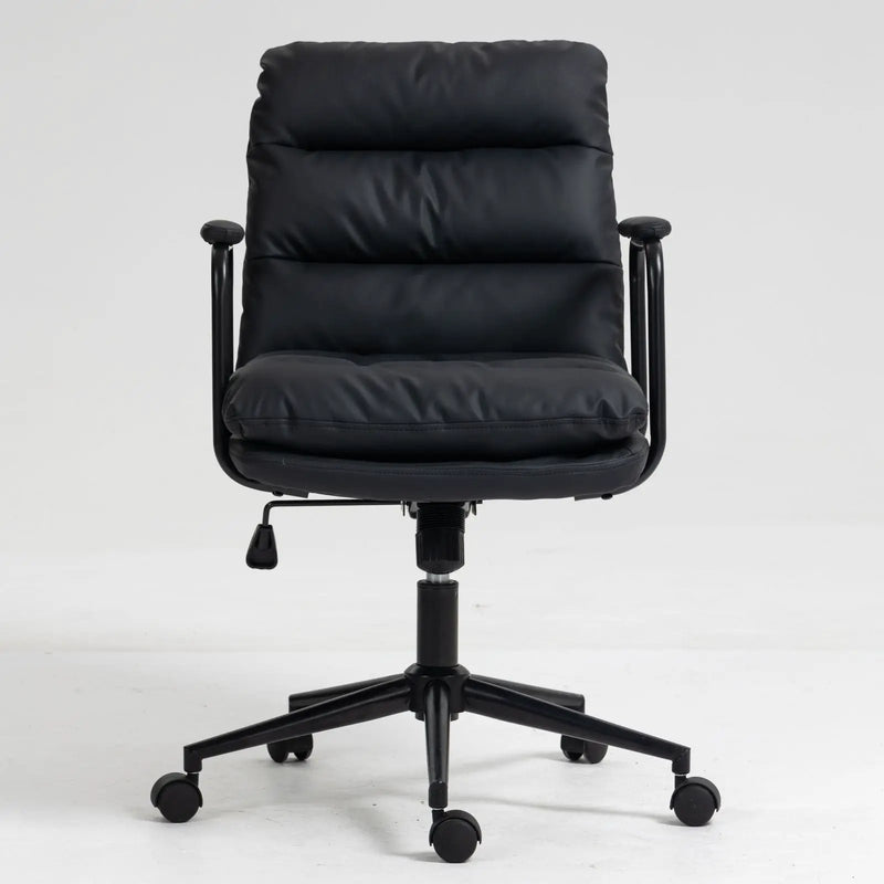 Office Chair, Mid Back Home Office Desk Task Chair With Wheels And Arms Ergonomic Computer Rolling Swivel Chair With Padded Armrest by HouseOfZazla