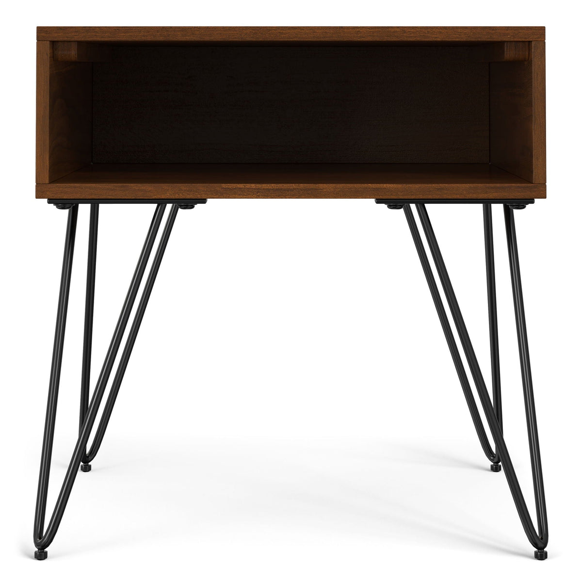 Wood End Table with Open Storage and Iron Hairpin Legs - Dark or Light Brown, photo 5 of 12