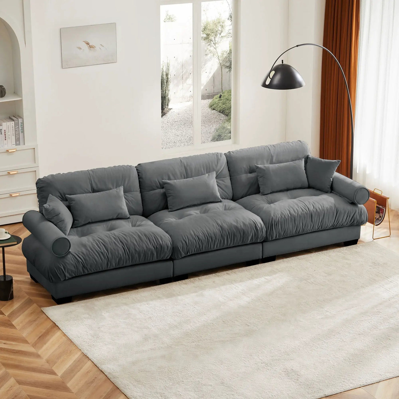 Modern Oversize Sofa With Cloud Like Comfort, Featuring Waist And Throw Pillows by HouseOfZazla