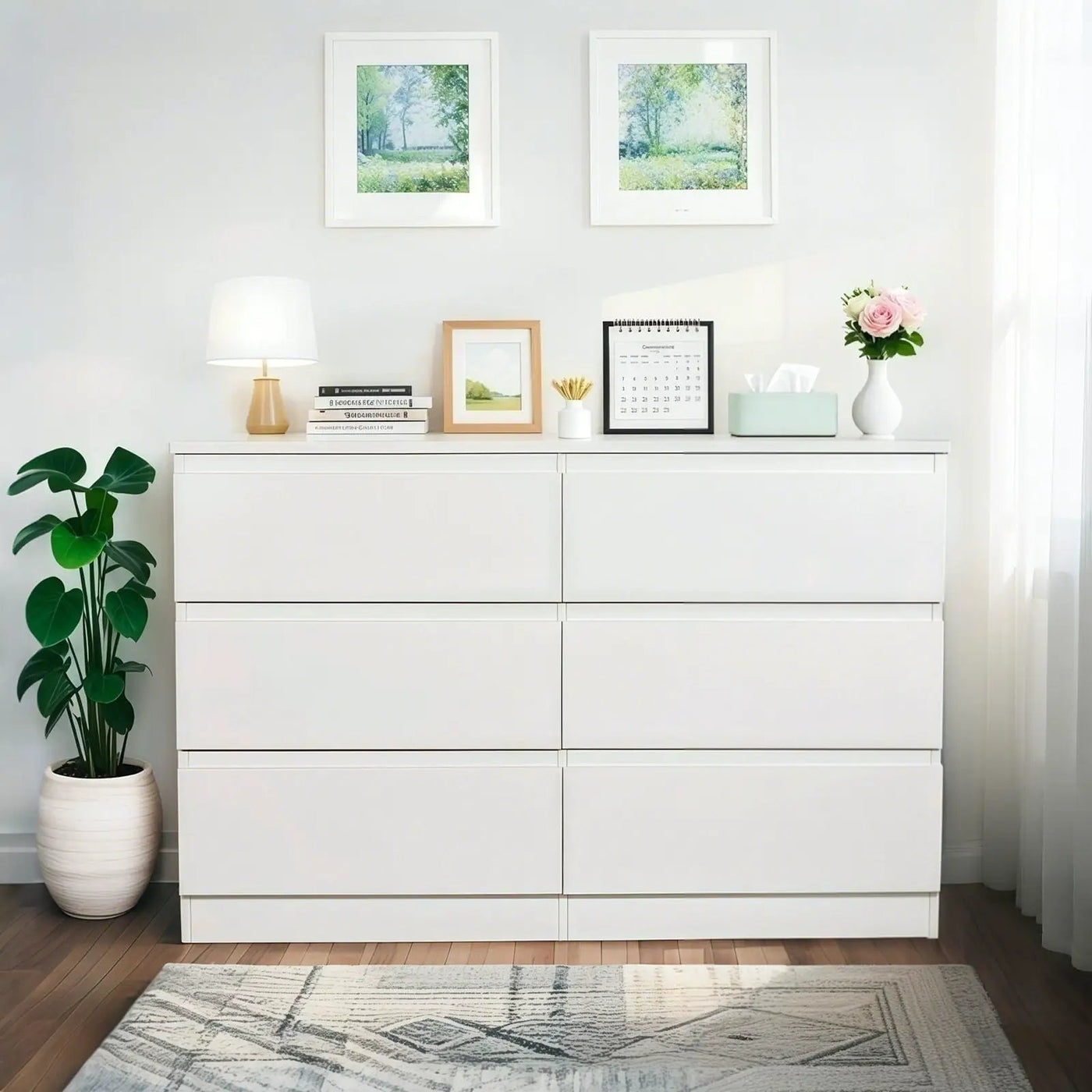 6 Drawer Dresser With Spacious Countertop And Concealed Handles by HouseOfZazla