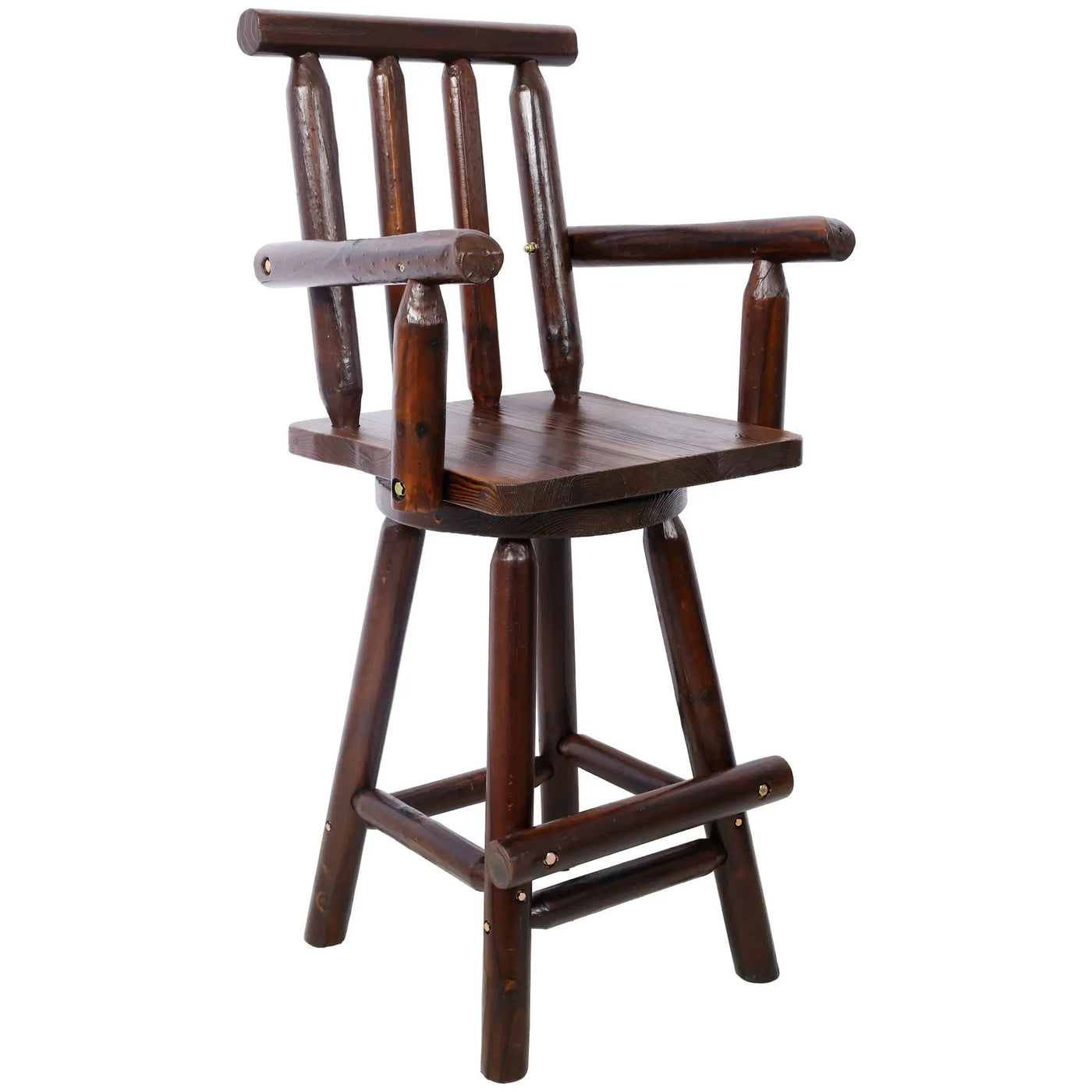 Rustic Bar Stool, Fir Wood Construction, Wide Armrest by HouseOfZazla