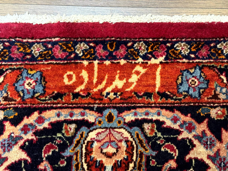 Red Persian Mashad Rug 10x13 - Floral Medallion Signed By Masterweaver by Jewel Rugs