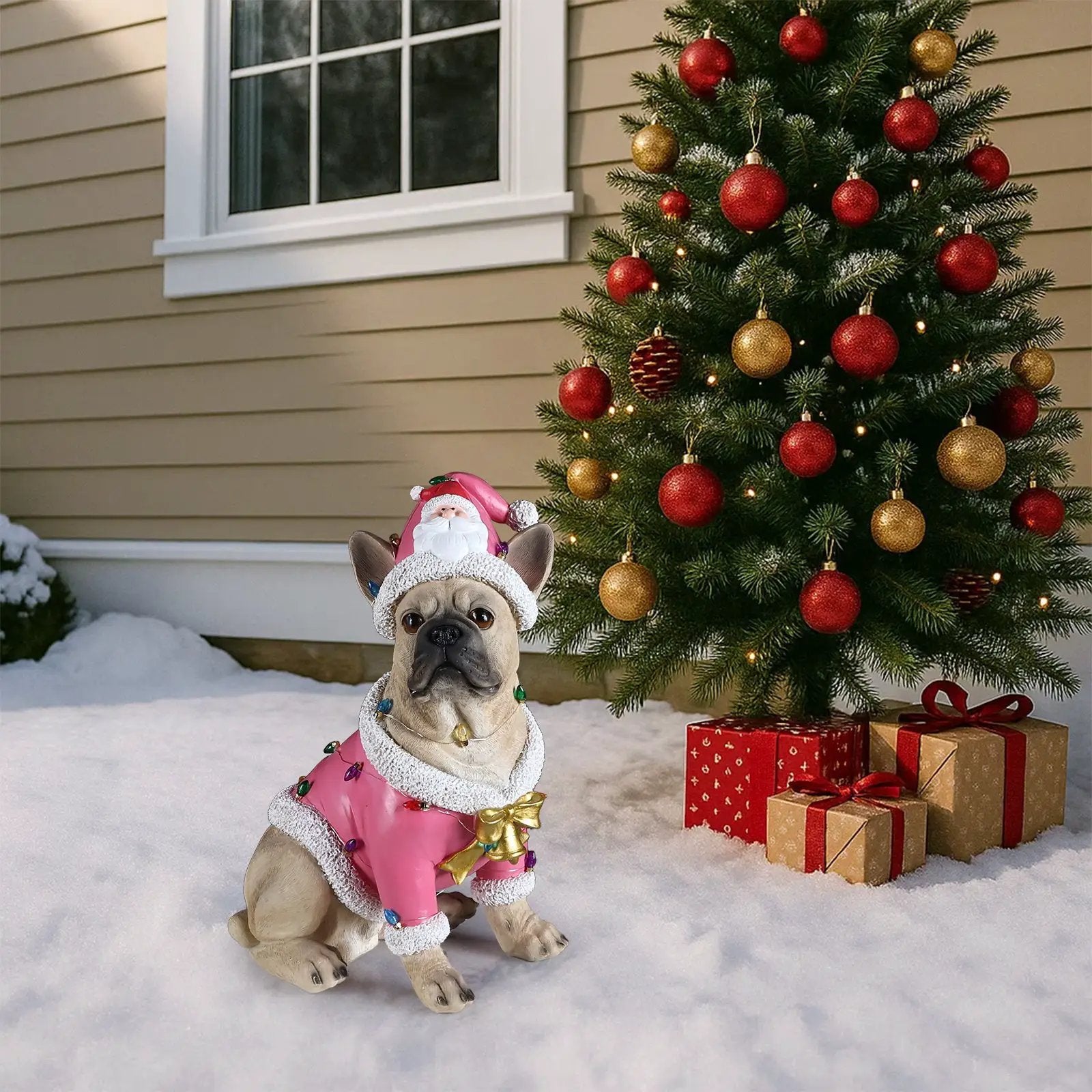 Christmas French Bulldog Statue by HouseOfZazla