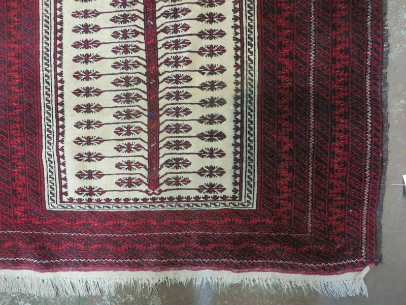3' X 5' Antique Handmade Turkoman Balouchi Prayer Wool Rug Khamesh by Jewel Rugs