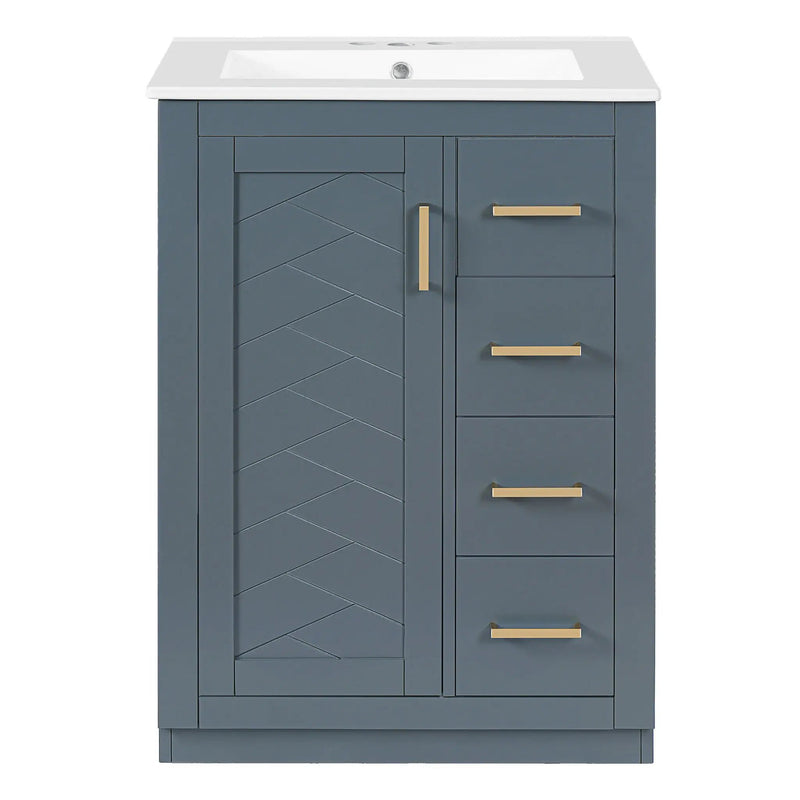 Modern Bathroom Vanity With 1 Door and 3 Drawers by HouseOfZazla